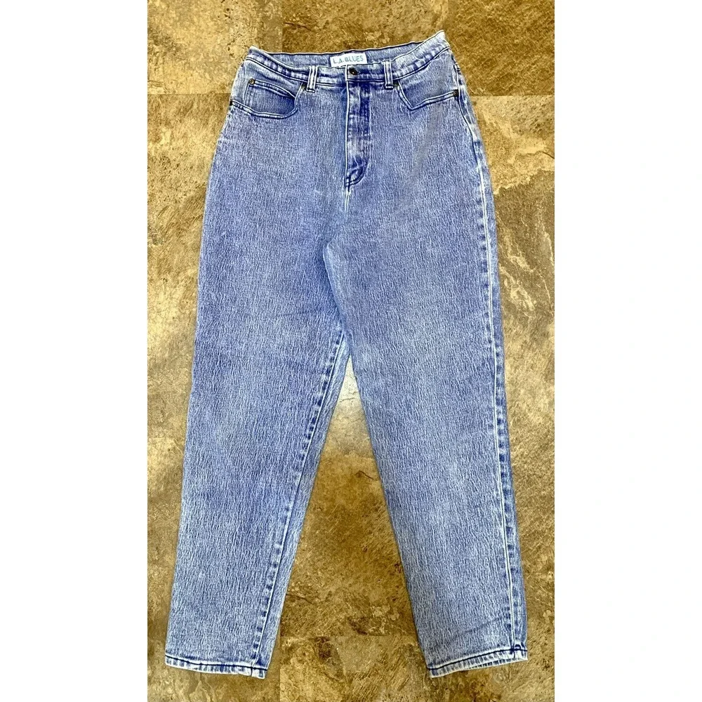 Vintage 90s LA Blues High Waisted‎ Stone Wash Mom Jeans Womens Sz 16 Tapered 266